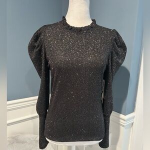 NWT AQUA Glittering Black Top
